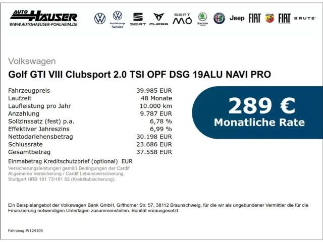 Volkswagen Golf DSG GTI Pro Golf VIII 2.0 TSI