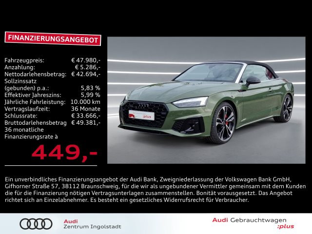 Audi A5 Cabriolet Quattro S-Line S-Tronic 40 TFSI