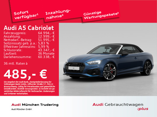 Audi A5 Cabriolet Quattro S-Line S-Tronic 45 TFSI