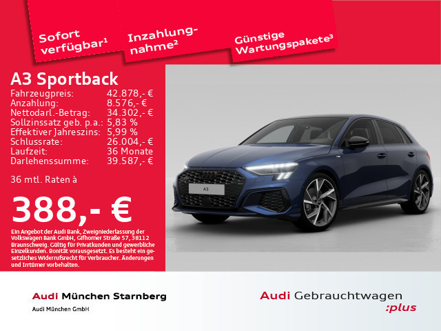 Audi A3 Sportback Quattro S-Line S-Tronic 40 TFSI