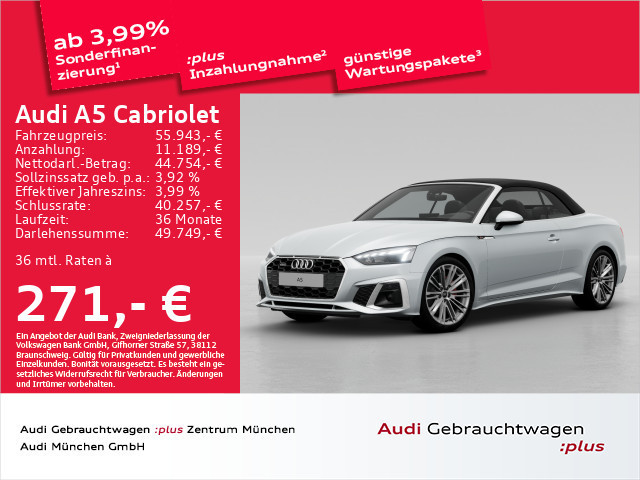 Audi A5 Cabriolet Quattro S-Line S-Tronic 40 TFSI