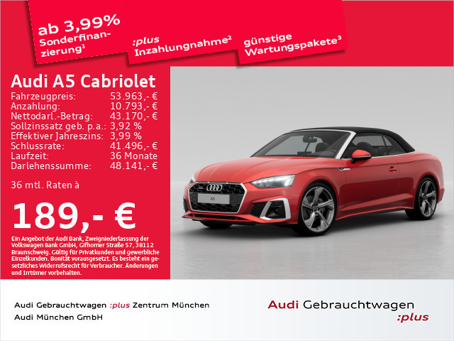 Audi A5 Cabriolet Quattro S-Line S-Tronic 40 TDI