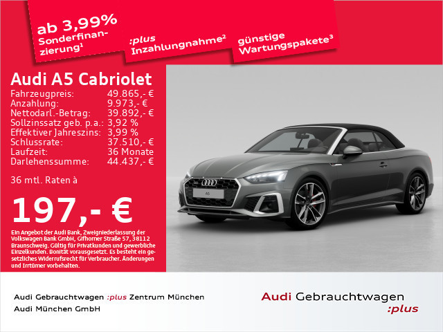 Audi A5 Cabriolet Quattro S-Line S-Tronic 40 TFSI