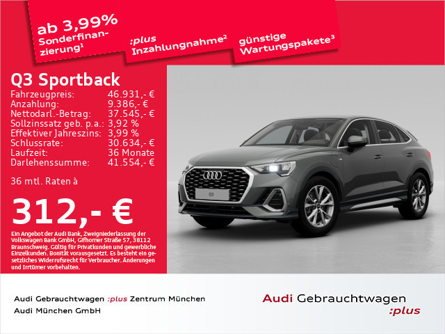 Audi Q3 Sportback S-Line S-Tronic Hybride 45 TFSI