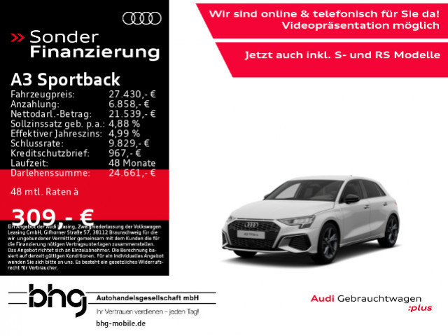 Audi A3 Sportback S-Line S-Tronic Hybride 40 TFSI