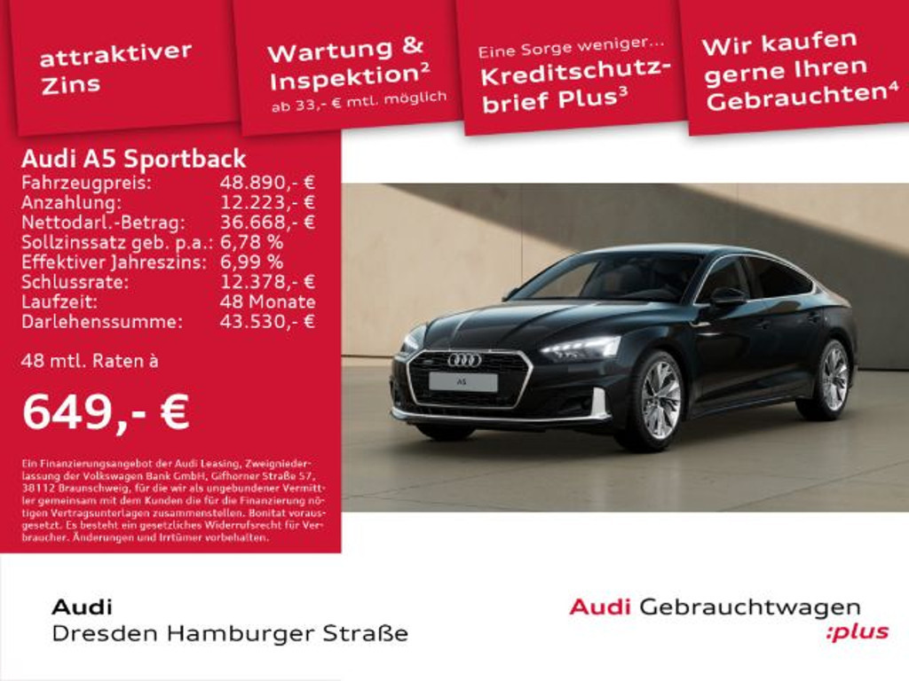 Audi A5 Sportback Quattro S-Tronic 40 TFSI