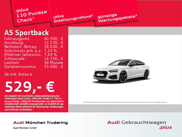 Audi A5 Sportback Quattro S-Line S-Tronic 40 TFSI