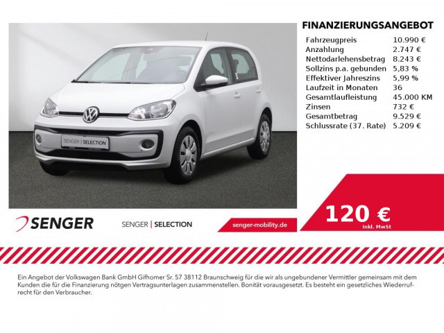 Volkswagen up! up! 1.0 VW Connect Klimaanlage Sitzheizung