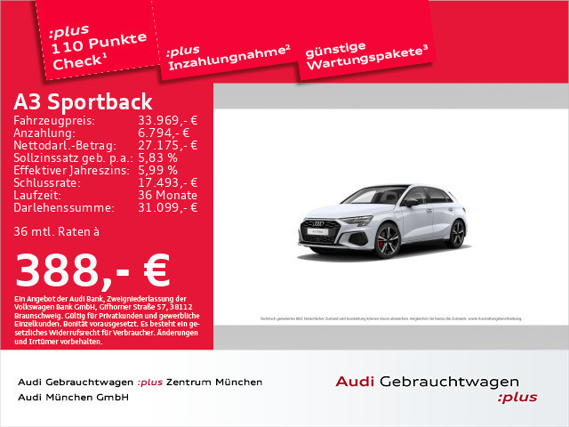 Audi A3 Sportback S-Line S-Tronic Hybride 45 TFSI