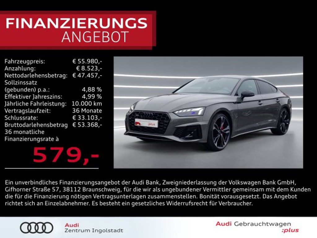 Audi A5 Sportback Quattro Business S-Line S-Tronic 40 TDI