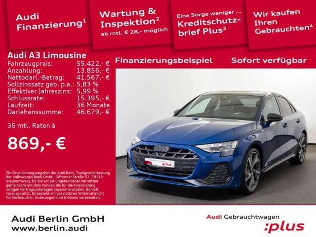 Audi A3 Sedan Quattro S-Line S-Tronic 40 TFSI