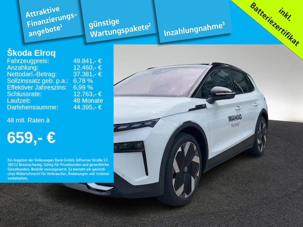 Skoda Elroq Elroq 1st Ed. Wärmepumpe CCS Matrix-LED AugRealHuD Navi AreaView ParkAssist Kessy DCC Canton 1-Gang
