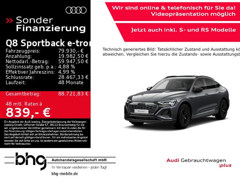 Audi Q8 e-tron Sportback Quattro S-Line 55