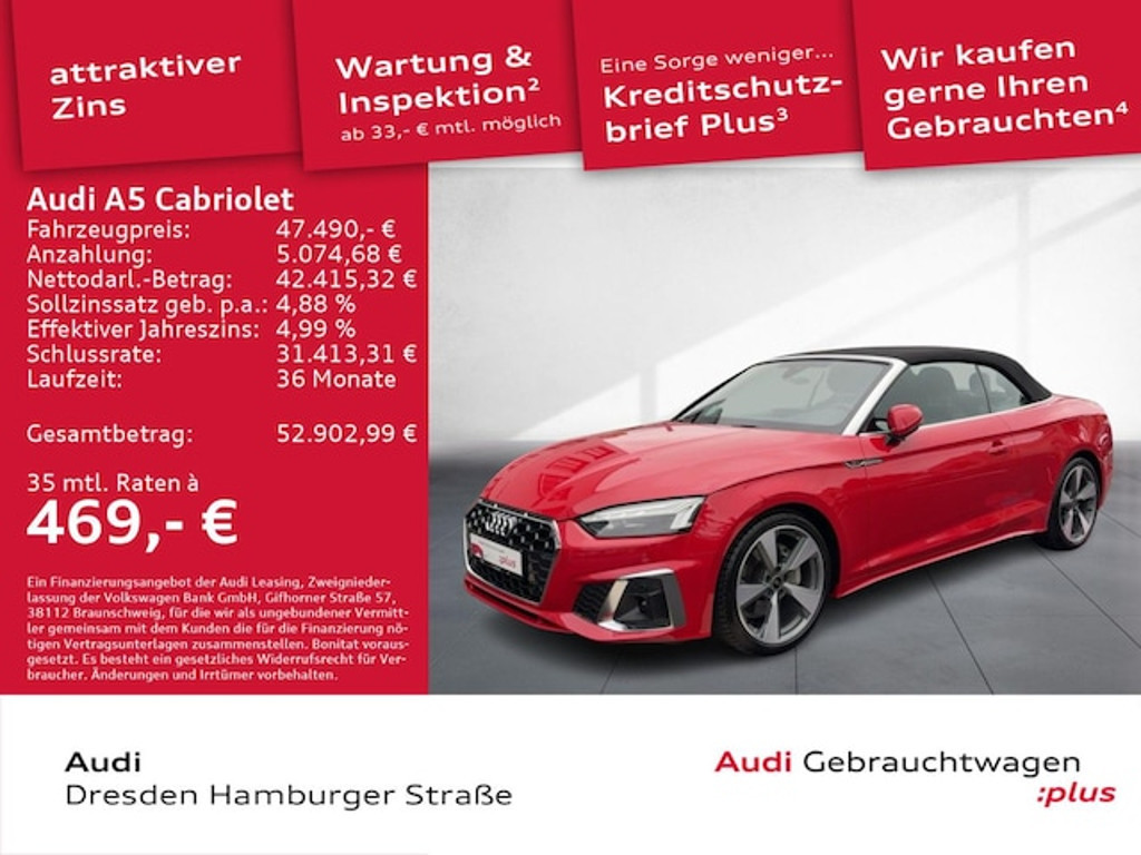 Audi A5 Cabriolet Quattro S-Line S-Tronic 40 TDI