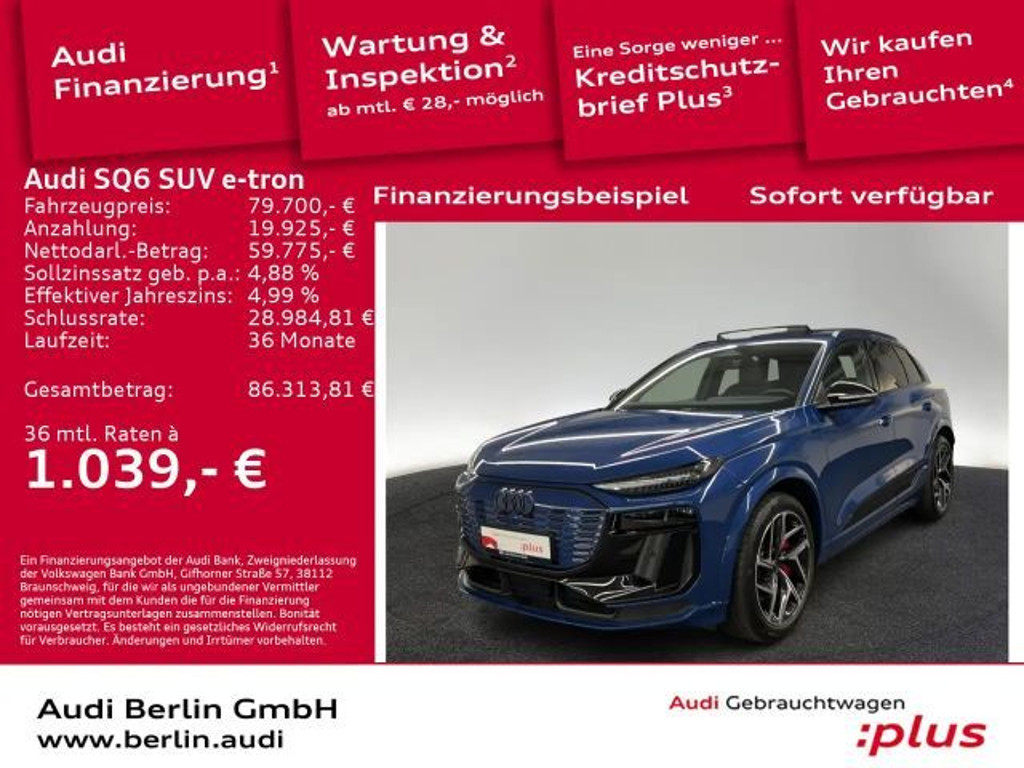Audi SQ6 e-tron SQ6 e-tron 360 KW PANO HUD LED 360°K VIRTUAL