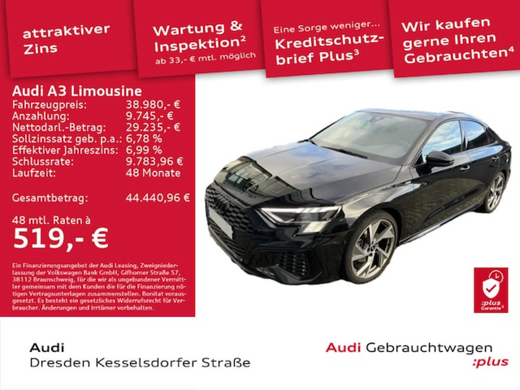 Audi A3 Sedan Quattro S-Line S-Tronic 40 TDI