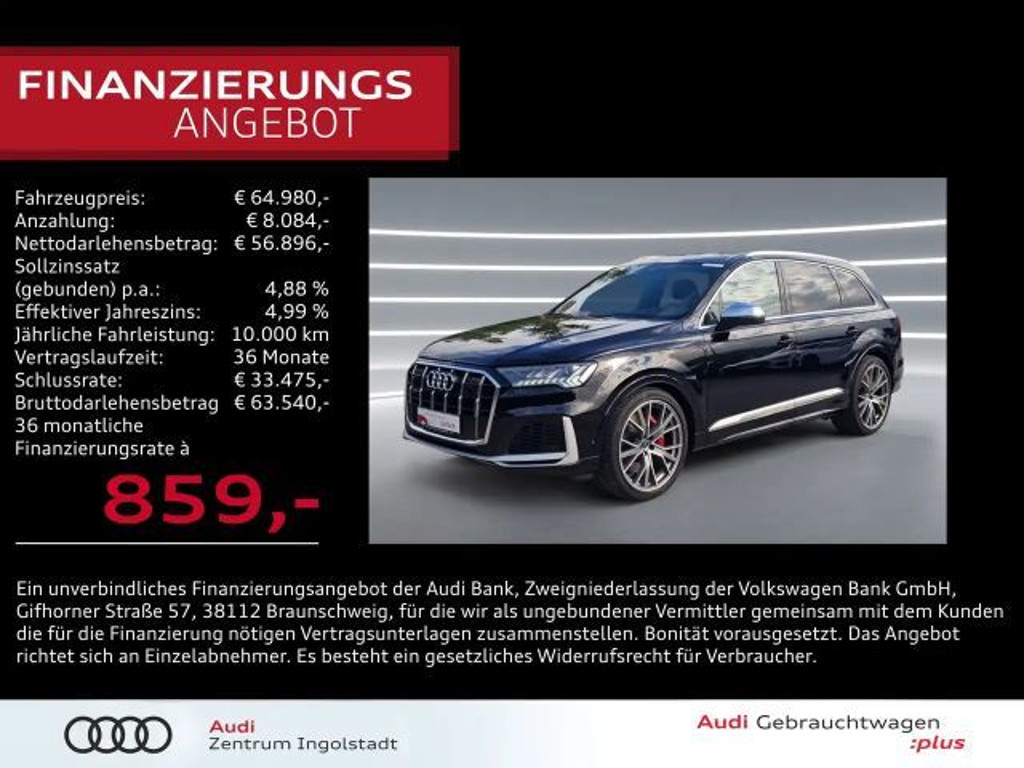 Audi SQ7 TFSI MATRIX STHZG Pano AHK ACC HuD B&O 22"