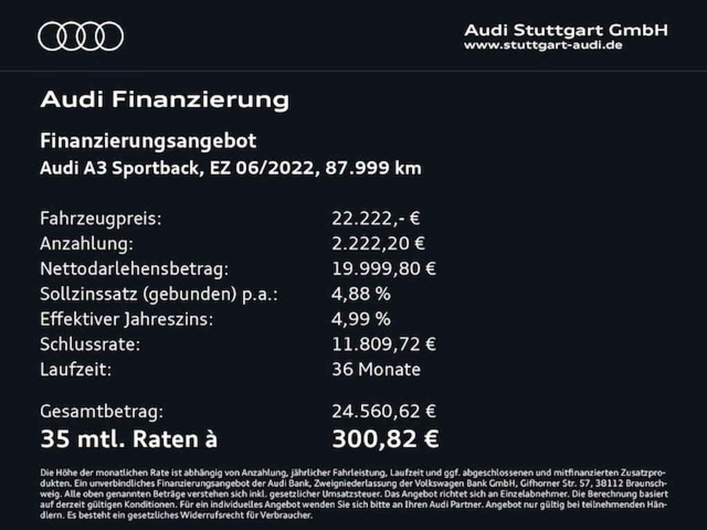 Audi A3 Sportback S-Tronic 35 TDI
