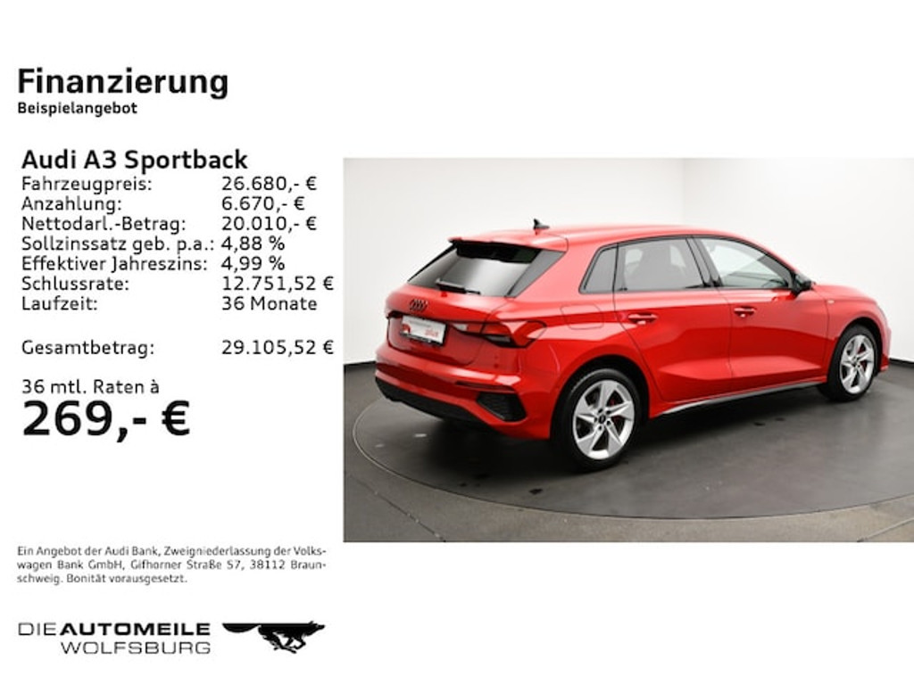 Audi A3 Sportback S-Line S-Tronic Hybride 45 TFSI