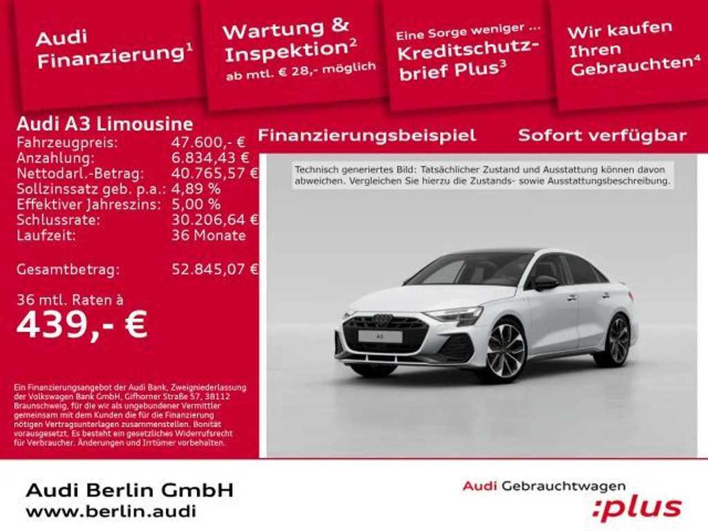Audi A3 Sedan Quattro S-Line S-Tronic