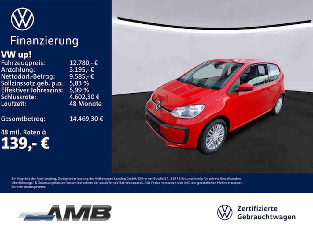 Volkswagen up! 1.0 Navi/Klima/15Zoll-Alufelgen
