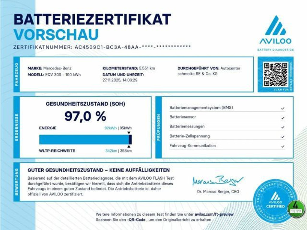 Mercedes-Benz E-Klasse EQV AVANTGARDE Limousine Lang 300