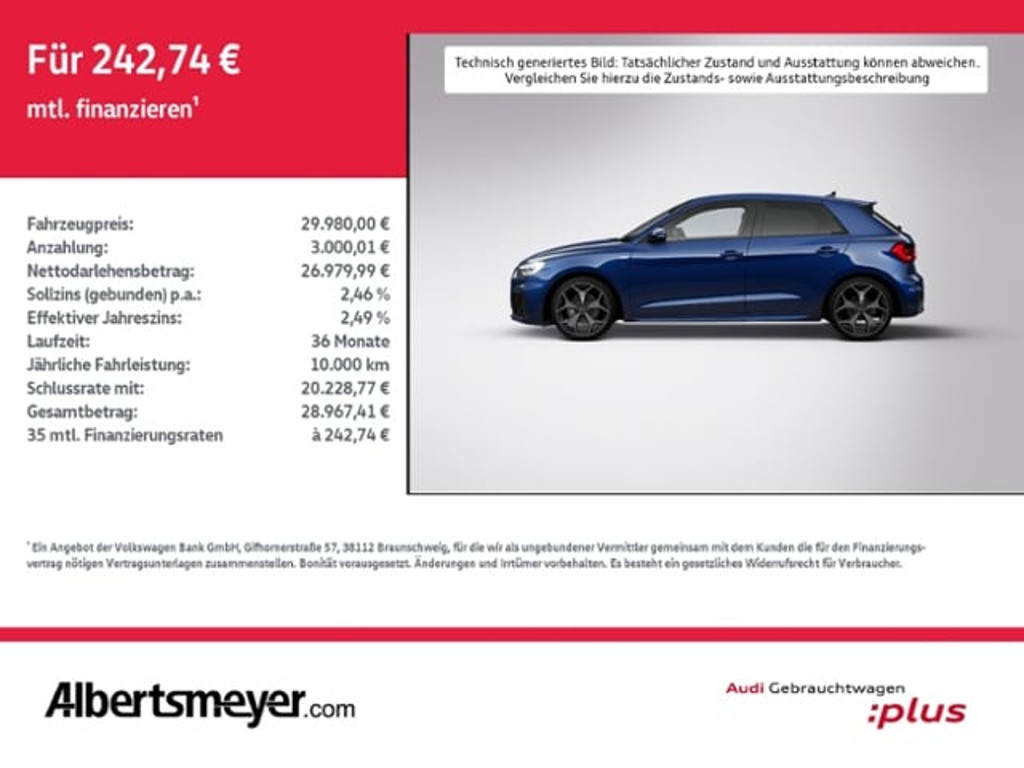 Audi A1 Sportback S-Line S-Tronic 30 TFSI