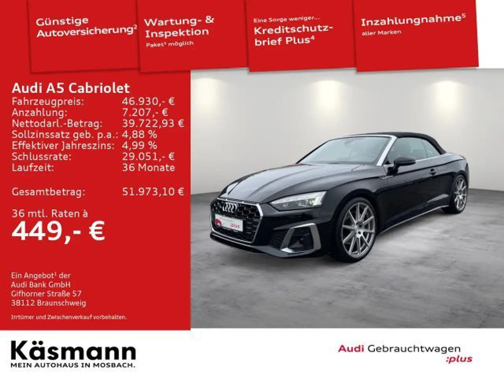 Audi A5 Cabriolet Quattro S-Line 45 TFSI