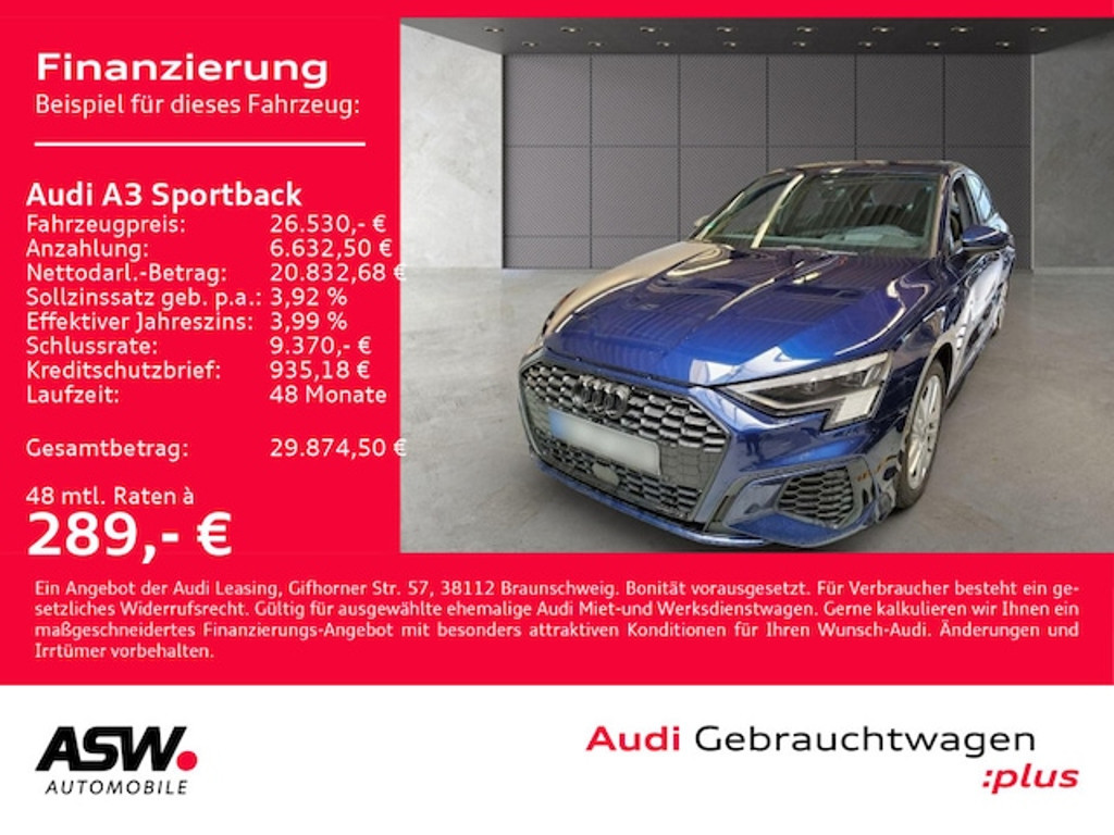 Audi A3 Sportback S-Line S-Tronic Hybride 40 TFSI