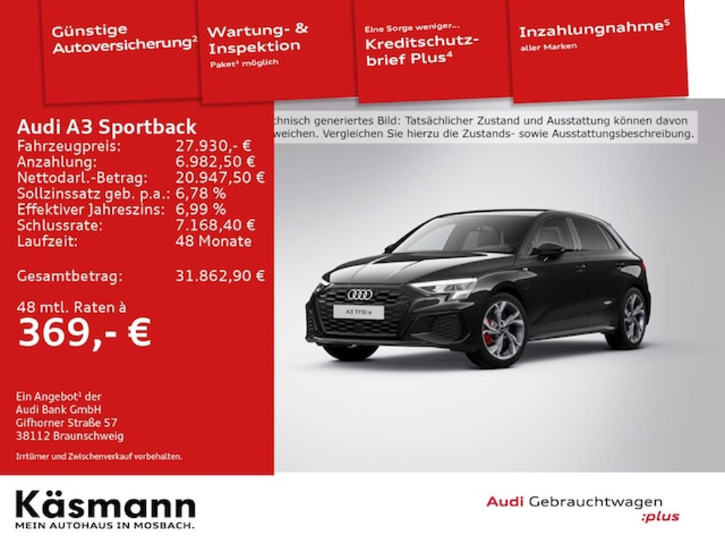 Audi A3 Sportback S-Line S-Tronic Hybride 45 TFSI