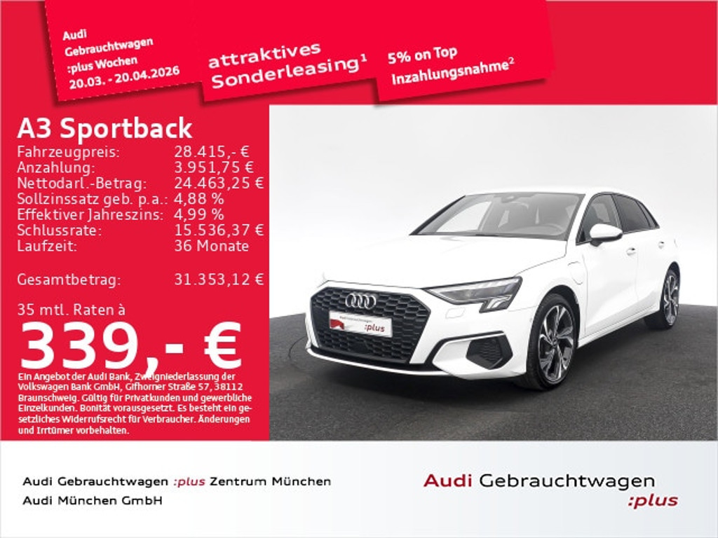 Audi A3 Sportback S-Tronic Hybride 40 TFSI