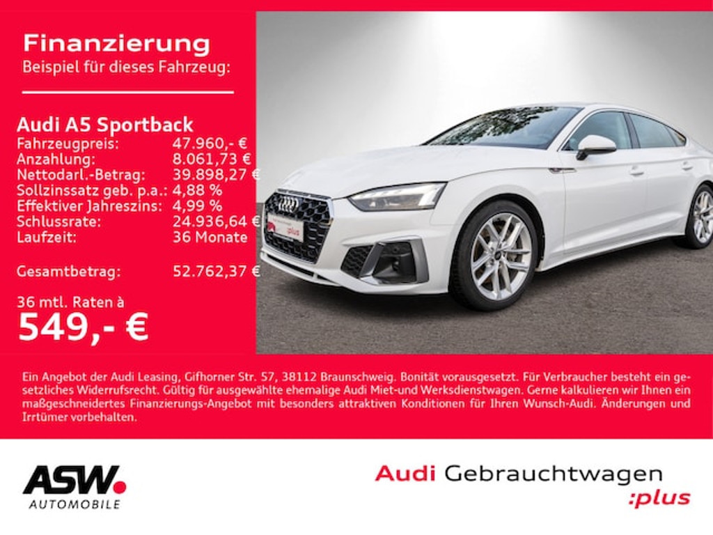 Audi A5 Sportback Quattro Business S-Line S-Tronic 45 TFSI