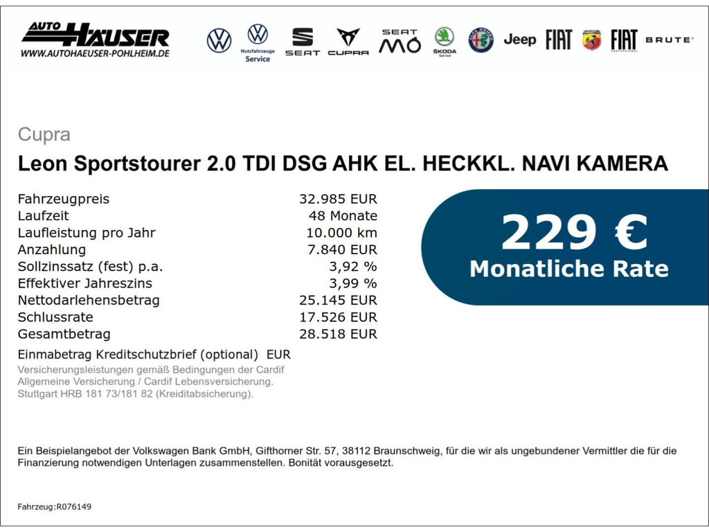 Cupra Leon Sportstourer DSG 2.0 TDI