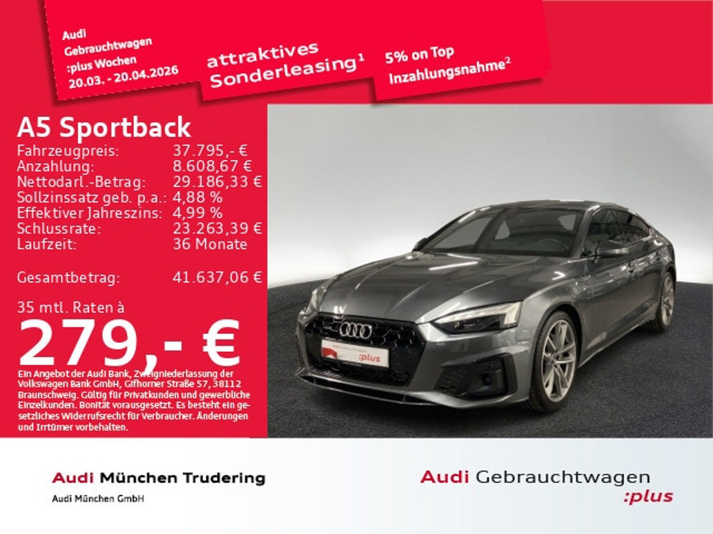 Audi A5 Sportback Quattro S-Tronic 40 TDI