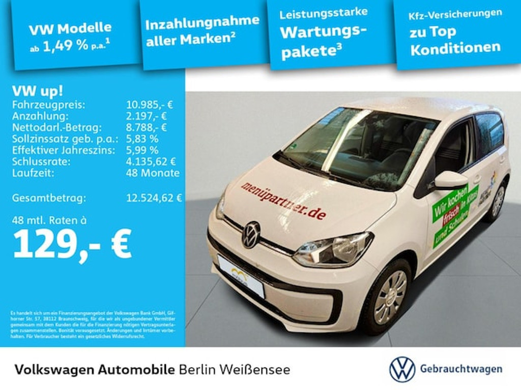 Volkswagen up! up! 1.0*KLIMA*RFK*GJR*GRA*PDC HINTEN*