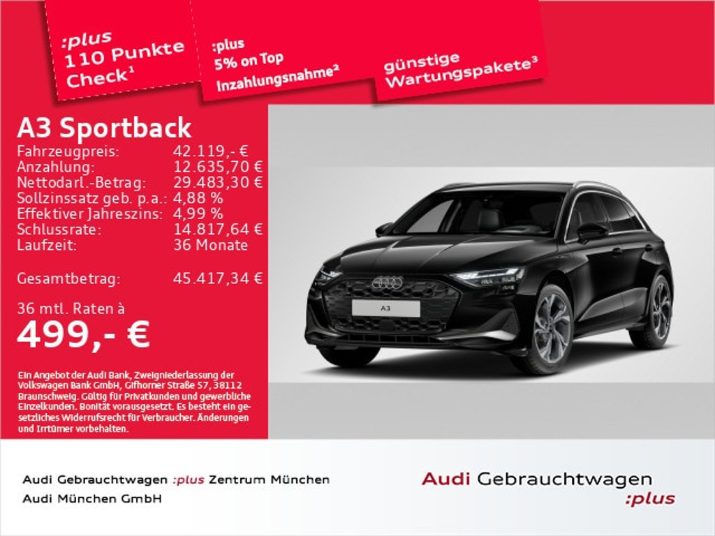 Audi A3 Sportback S-Tronic Hybride 40 TFSI