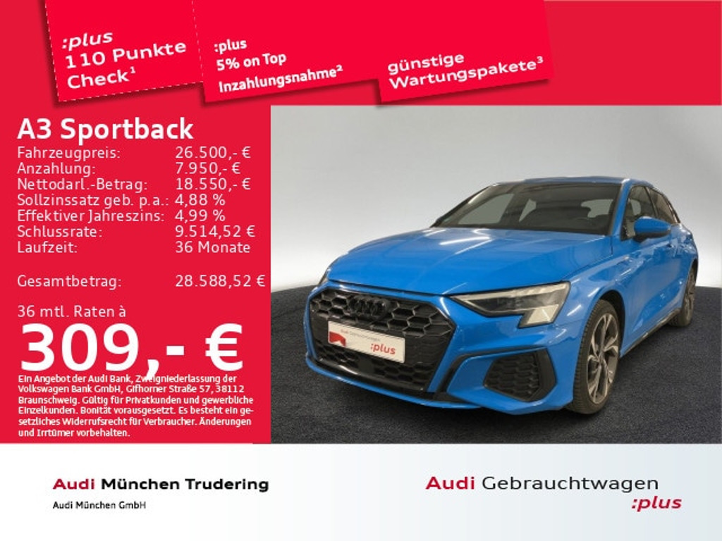 Audi A3 Sportback S-Line S-Tronic Hybride 45 TFSI