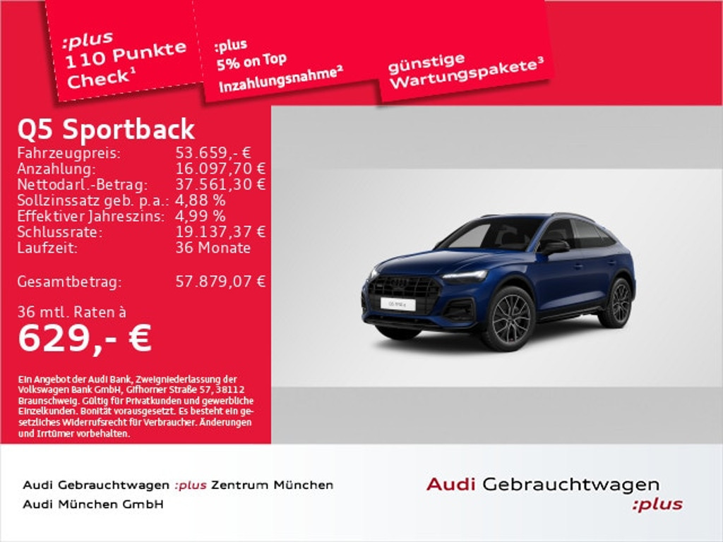 Audi Q5 Sportback Quattro S-Tronic Hybride 50 TFSI