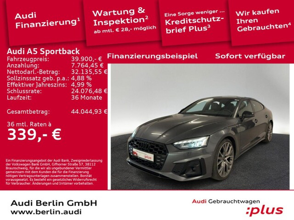 Audi A5 Sportback Quattro Business S-Line S-Tronic 40 TDI