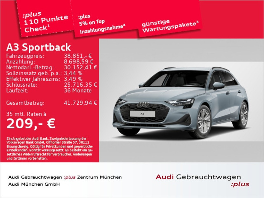 Audi A3 Sportback S-Tronic Hybride 40 TFSI
