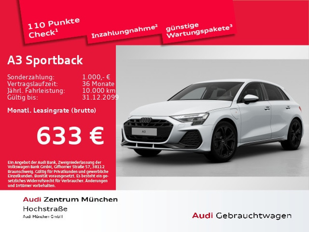 Audi A3 Sportback S-Line S-Tronic Hybride 40 TFSI