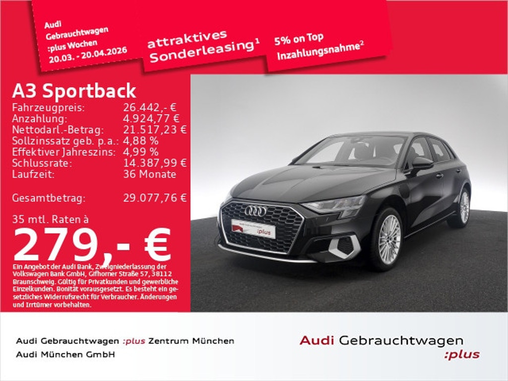 Audi A3 Sportback S-Tronic Hybride 40 TFSI