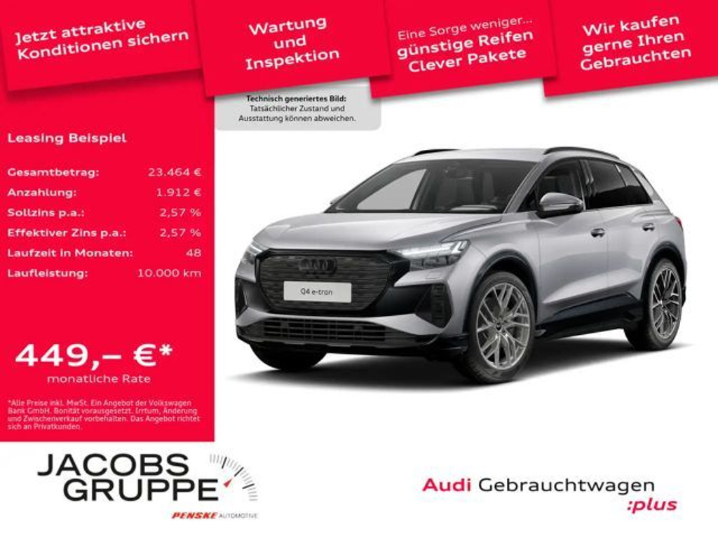 Audi Q4 e-tron 45 210kW AR HUD/Kamera/AHK/Optikpaket schwarz/Matrix/Navi Pl