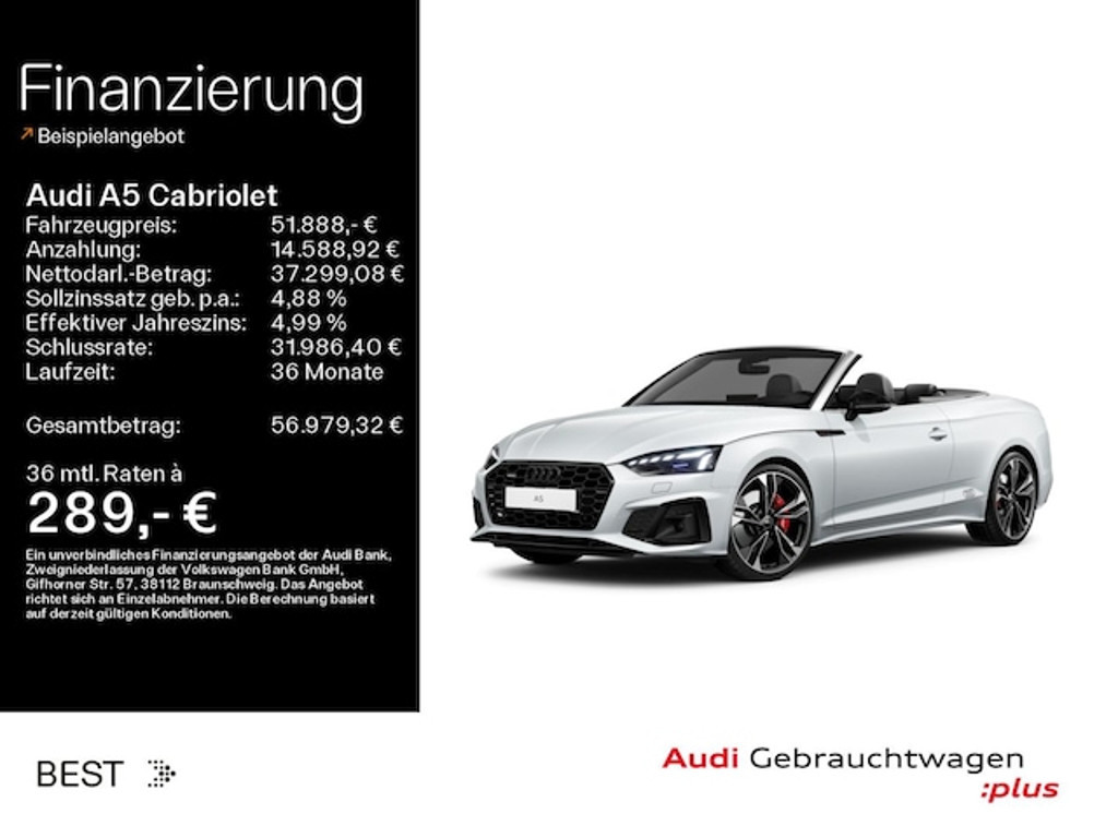 Audi A5 Cabriolet Quattro S-Line S-Tronic 45 TFSI