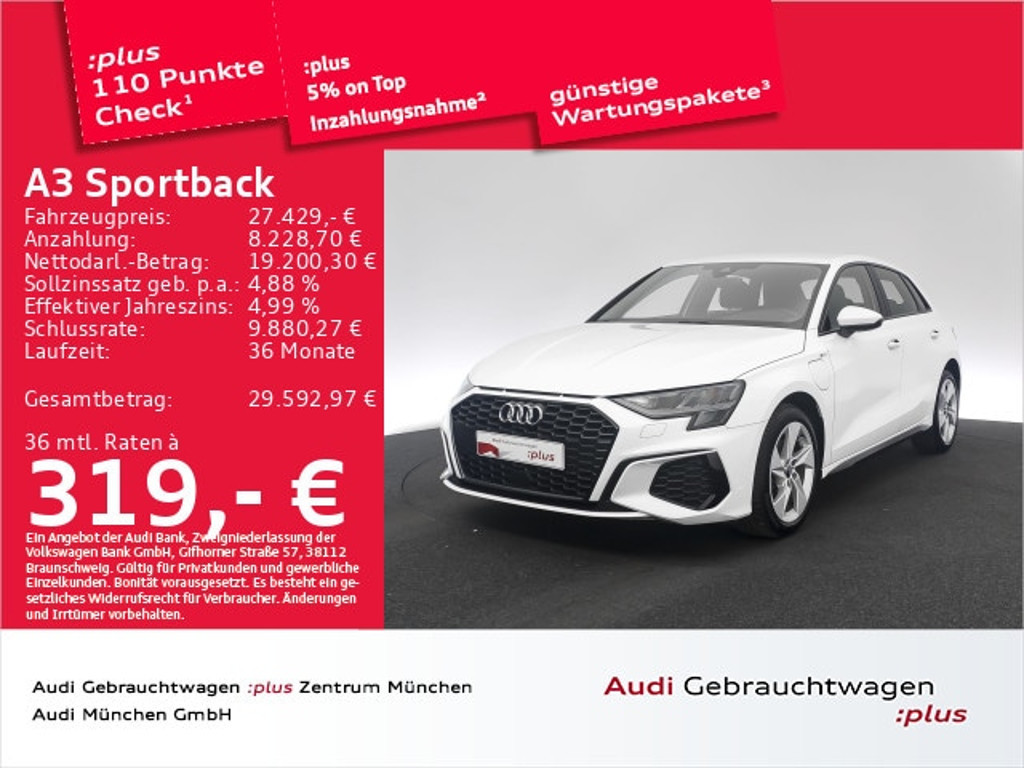 Audi A3 Sportback S-Line S-Tronic Hybride 40 TFSI