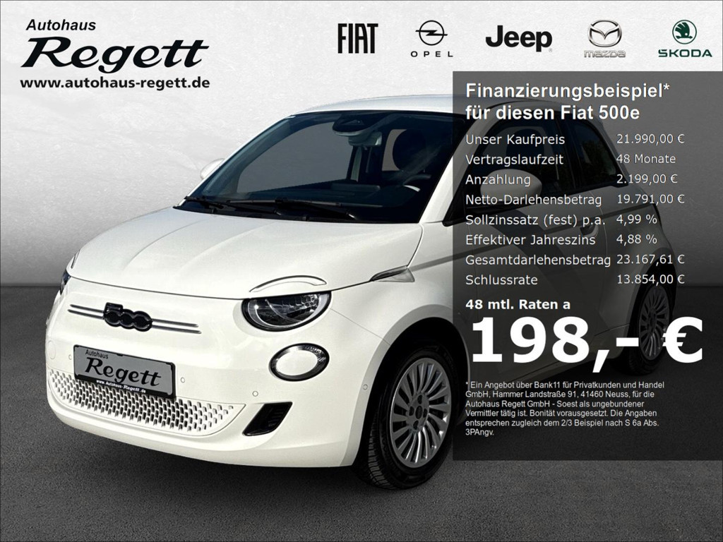 Fiat 500e Komfort Paket Navi Apple CarPlay Android Au
