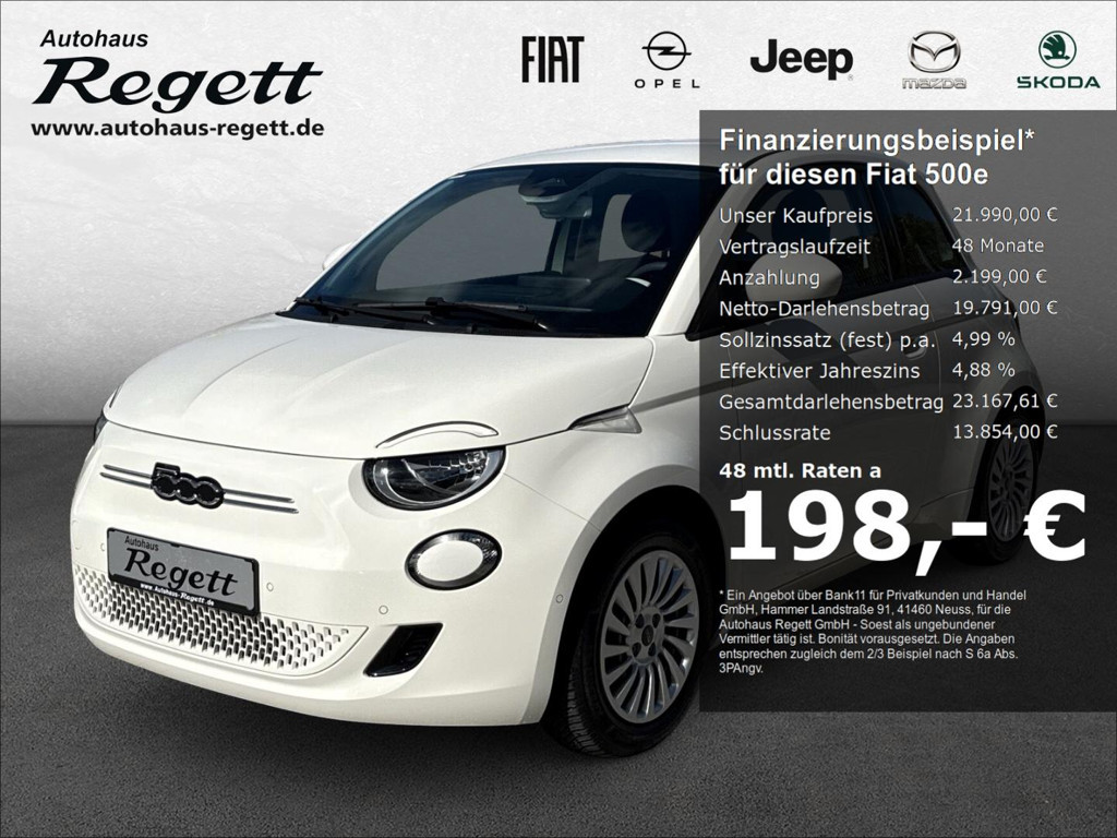 Fiat 500e Navi Apple CarPlay Android Auto Klimaautom