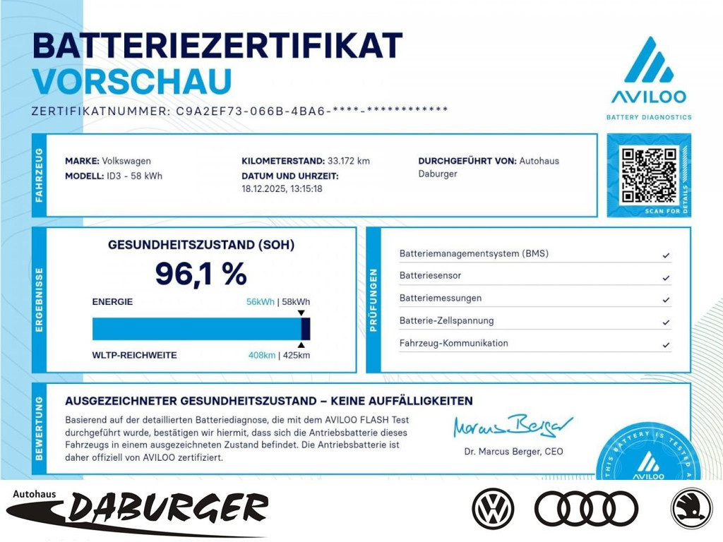 Volkswagen ID.3 FACELIFT ACC+18-Zoll 96,1%