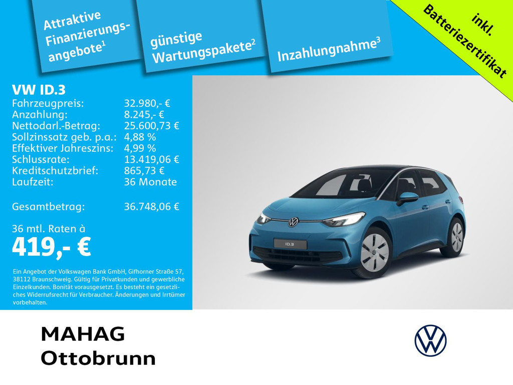 Volkswagen ID.3 55 kWh Pure