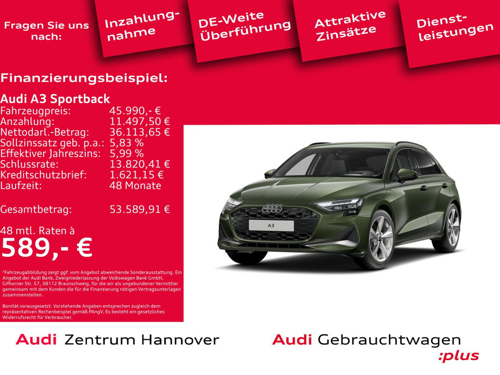 Audi A3 Sportback Sedan Hybride 40 TFSI